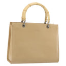 GUCCI Bamboo Hand Bag Leather Beige Silver 002 1016 Auth 175328-1
