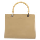 GUCCI Bamboo Hand Bag Leather Beige Silver 002 1016 Auth 175328-2