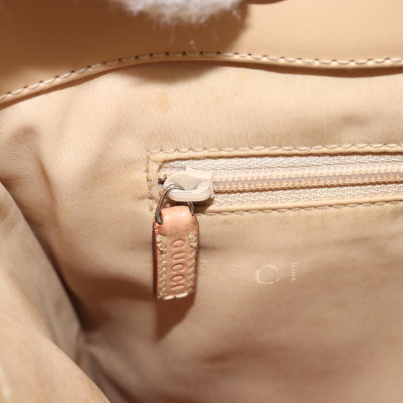 GUCCI Bamboo Hand Bag Leather Beige Silver 002 1016 Auth 175328