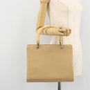 GUCCI Bamboo Hand Bag Leather Beige Silver 002 1016 Auth 175328-26