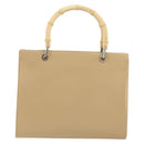 GUCCI Bamboo Hand Bag Leather Beige Silver 002 1016 Auth 175328-3