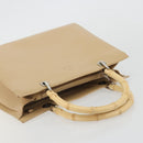 GUCCI Bamboo Hand Bag Leather Beige Silver 002 1016 Auth 175328-6