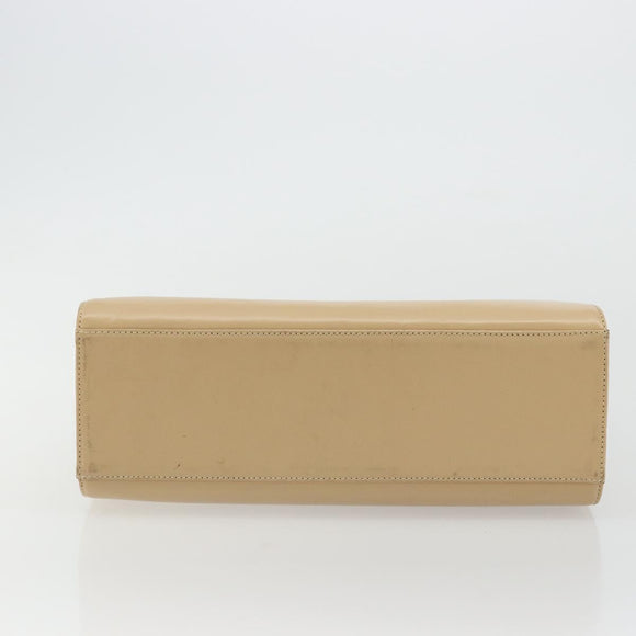 GUCCI Bamboo Hand Bag Leather Beige Silver 002 1016 Auth 175328