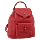 GUCCI Bamboo Backpack Leather Red Gold 003 2852 0030 0 Auth 175330-1