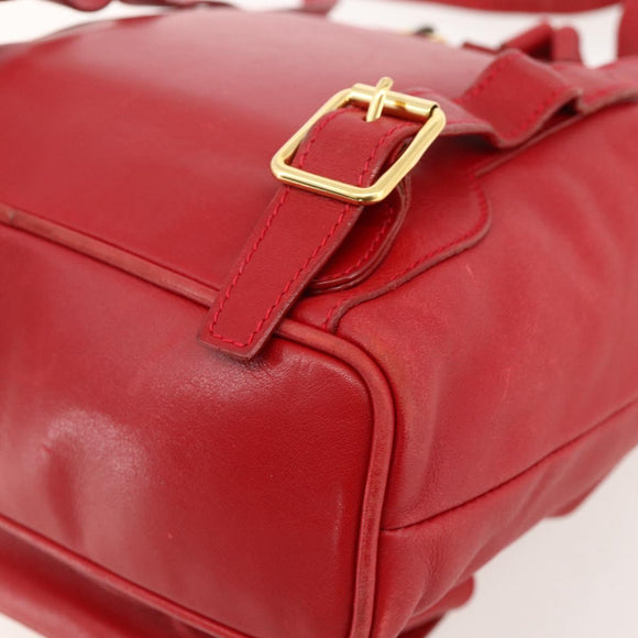 GUCCI Bamboo Backpack Leather Red Gold 003 2852 0030 0 Auth 175330