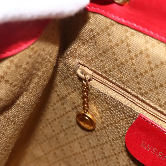 GUCCI Bamboo Backpack Leather Red Gold 003 2852 0030 0 Auth 175330