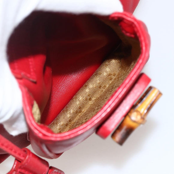GUCCI Bamboo Backpack Leather Red Gold 003 2852 0030 0 Auth 175330