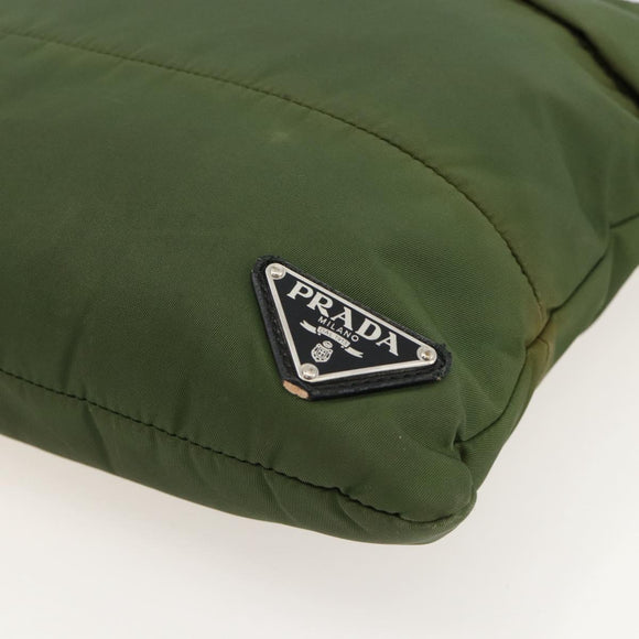 PRADA Shoulder Bag Nylon Green Silver Auth 175332