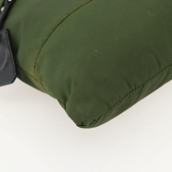 PRADA Shoulder Bag Nylon Green Silver Auth 175332