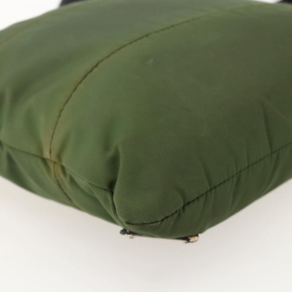 PRADA Shoulder Bag Nylon Green Silver Auth 175332