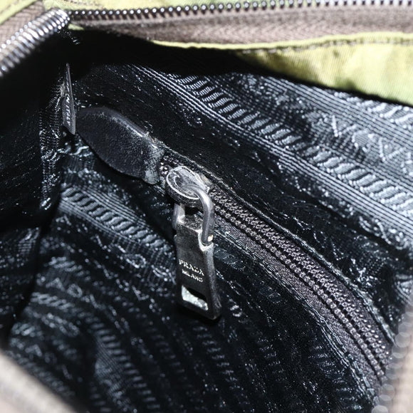 PRADA Shoulder Bag Nylon Green Silver Auth 175332