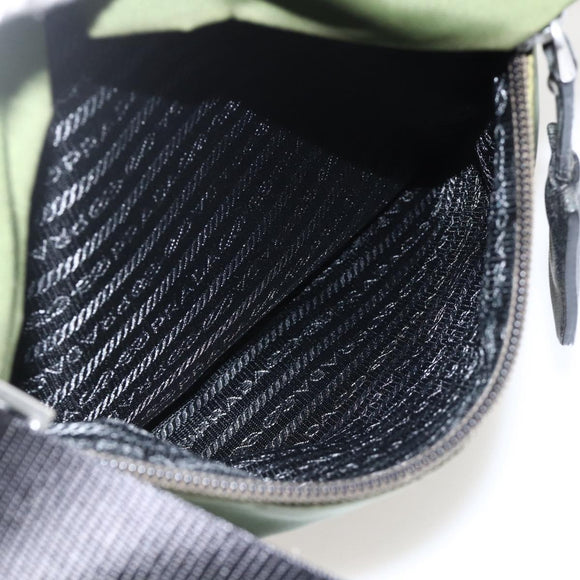 PRADA Shoulder Bag Nylon Green Silver Auth 175332
