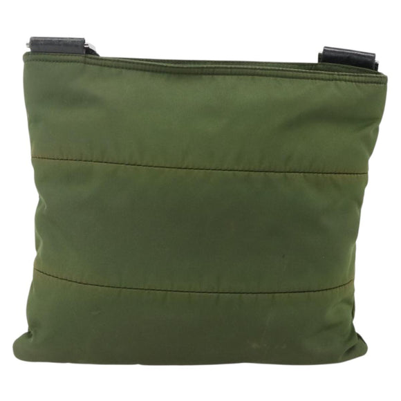 PRADA Shoulder Bag Nylon Green Silver Auth 175332