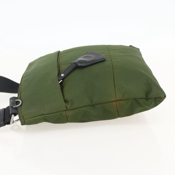 PRADA Shoulder Bag Nylon Green Silver Auth 175332