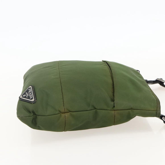 PRADA Shoulder Bag Nylon Green Silver Auth 175332