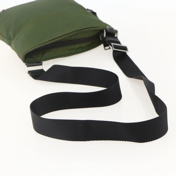 PRADA Shoulder Bag Nylon Green Silver Auth 175332