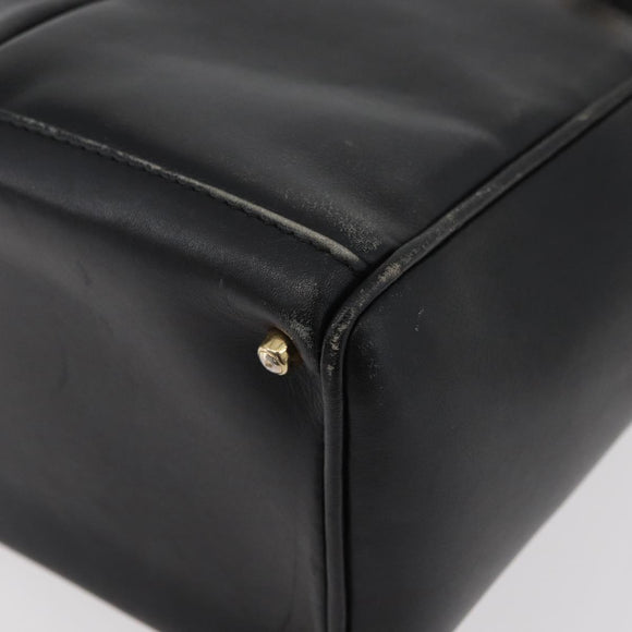 GUCCI Bamboo Hand Bag Leather 2way Black Gold 001 123 1638 Auth 175334