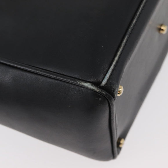 GUCCI Bamboo Hand Bag Leather 2way Black Gold 001 123 1638 Auth 175334