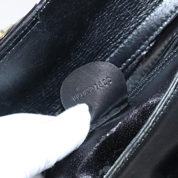 GUCCI Bamboo Hand Bag Leather 2way Black Gold 001 123 1638 Auth 175334