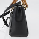GUCCI Bamboo Hand Bag Leather 2way Black Gold 001 123 1638 Auth 175334-3