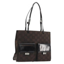 GUCCI GG Canvas Tote Bag Nylon Brown Silver 002 1021 Auth 175335-1
