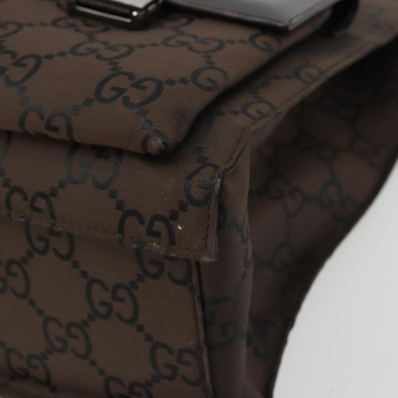 GUCCI GG Canvas Tote Bag Nylon Brown Silver 002 1021 Auth 175335