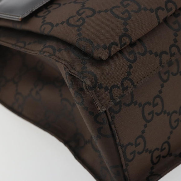 GUCCI GG Canvas Tote Bag Nylon Brown Silver 002 1021 Auth 175335