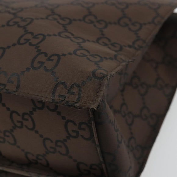 GUCCI GG Canvas Tote Bag Nylon Brown Silver 002 1021 Auth 175335
