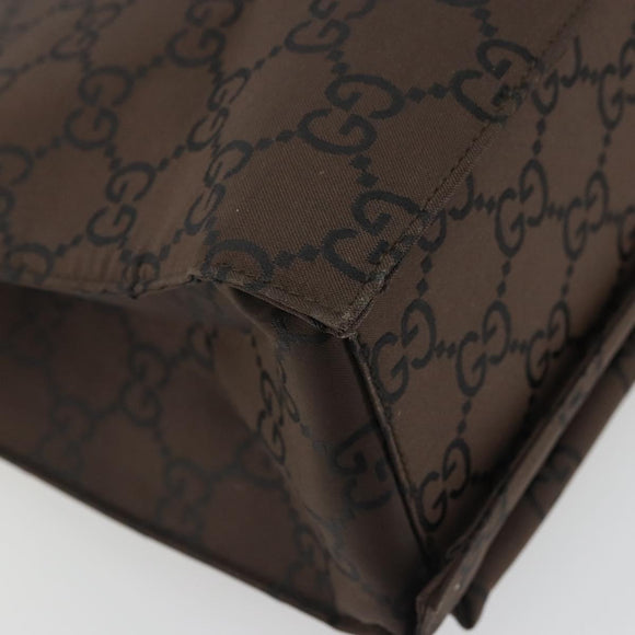 GUCCI GG Canvas Tote Bag Nylon Brown Silver 002 1021 Auth 175335