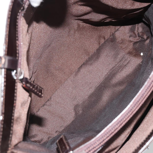 GUCCI GG Canvas Tote Bag Nylon Brown Silver 002 1021 Auth 175335