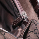 GUCCI GG Canvas Tote Bag Nylon Brown Silver 002 1021 Auth 175335-22