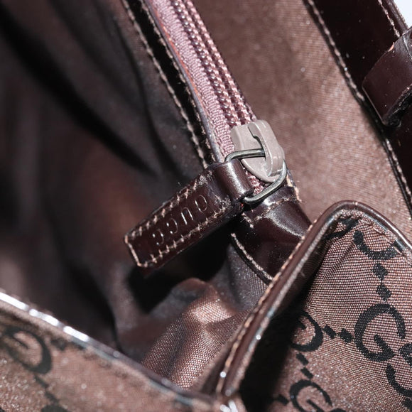 GUCCI GG Canvas Tote Bag Nylon Brown Silver 002 1021 Auth 175335