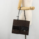GUCCI GG Canvas Tote Bag Nylon Brown Silver 002 1021 Auth 175335-25