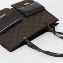 GUCCI GG Canvas Tote Bag Nylon Brown Silver 002 1021 Auth 175335-6