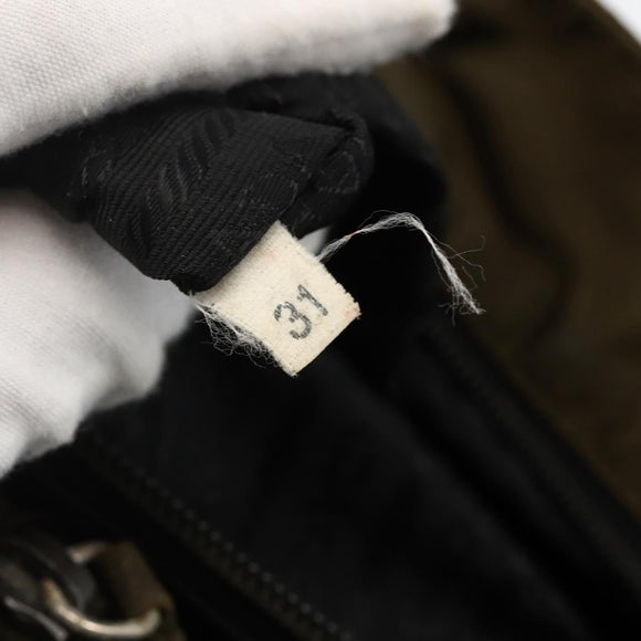 PRADA Hand Bag Nylon Khaki Silver Auth 175337