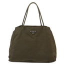 PRADA Hand Bag Nylon Khaki Silver Auth 175337-13