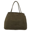 PRADA Hand Bag Nylon Khaki Silver Auth 175337-2