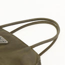 PRADA Hand Bag Nylon Khaki Silver Auth 175337-8