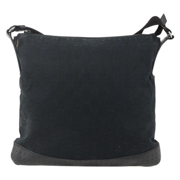 GUCCI GG Canvas Shoulder Bag Black Silver 145357 Auth 175338