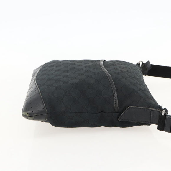 GUCCI GG Canvas Shoulder Bag Black Silver 145357 Auth 175338