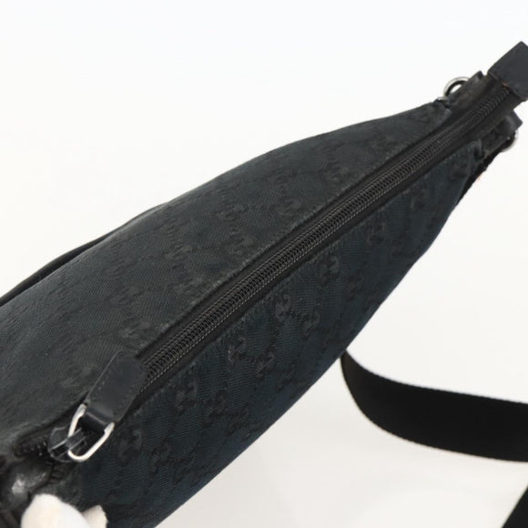 GUCCI GG Canvas Shoulder Bag Black Silver 145357 Auth 175338