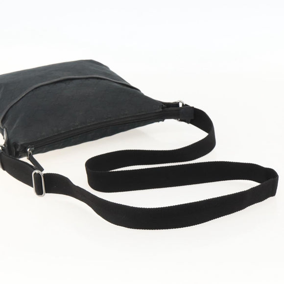 GUCCI GG Canvas Shoulder Bag Black Silver 145357 Auth 175338