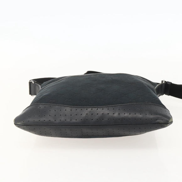 GUCCI GG Canvas Shoulder Bag Black Silver 145357 Auth 175338