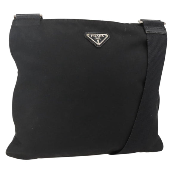 PRADA Shoulder Bag Nylon Black Silver Auth 175343