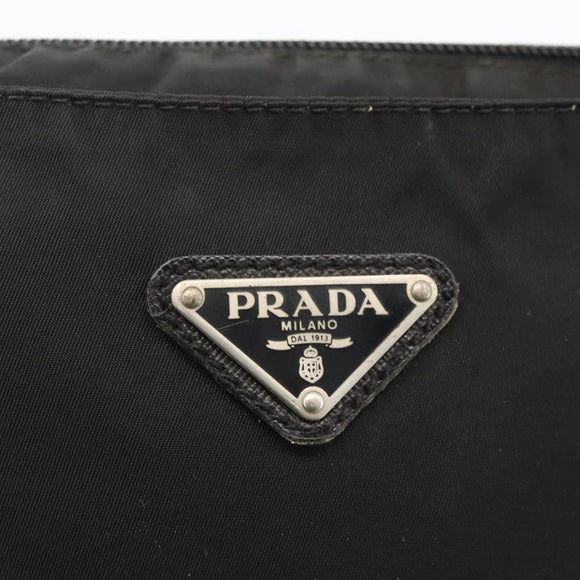 PRADA Shoulder Bag Nylon Black Silver Auth 175343