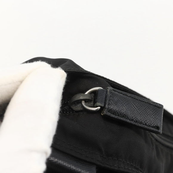 PRADA Shoulder Bag Nylon Black Silver Auth 175343