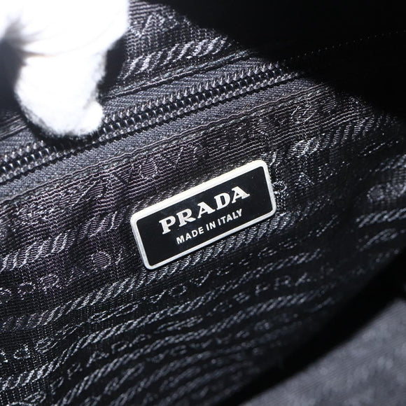 PRADA Shoulder Bag Nylon Black Silver Auth 175343
