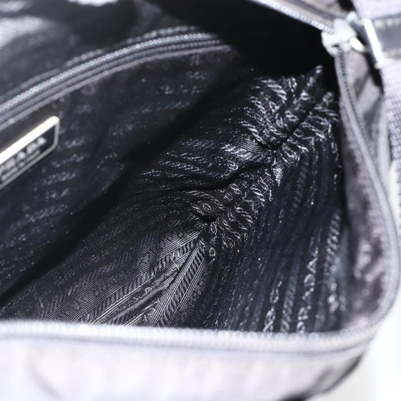 PRADA Shoulder Bag Nylon Black Silver Auth 175343