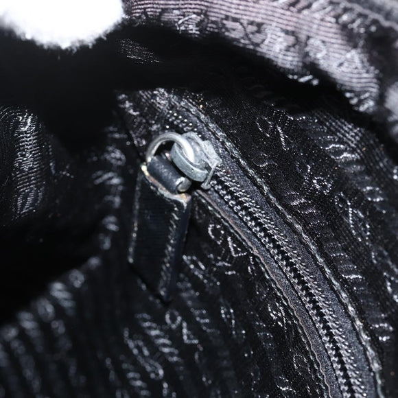 PRADA Shoulder Bag Nylon Black Silver Auth 175343