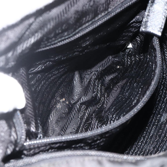 PRADA Shoulder Bag Nylon Black Silver Auth 175343